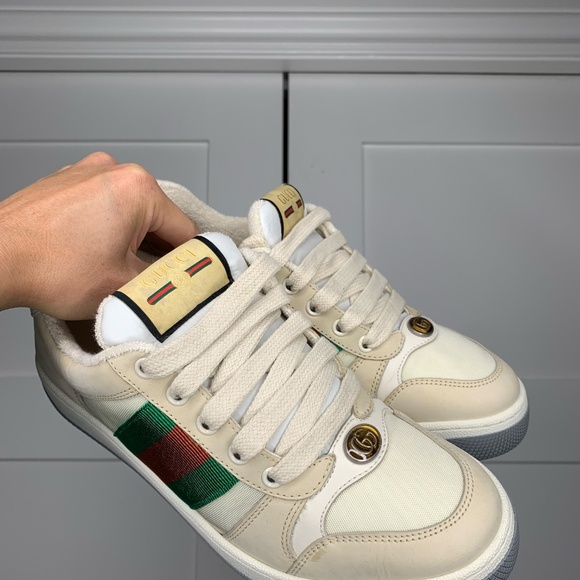 Gucci Screener Suede Low-Top Beige Sneakers - Picture 10 of 12